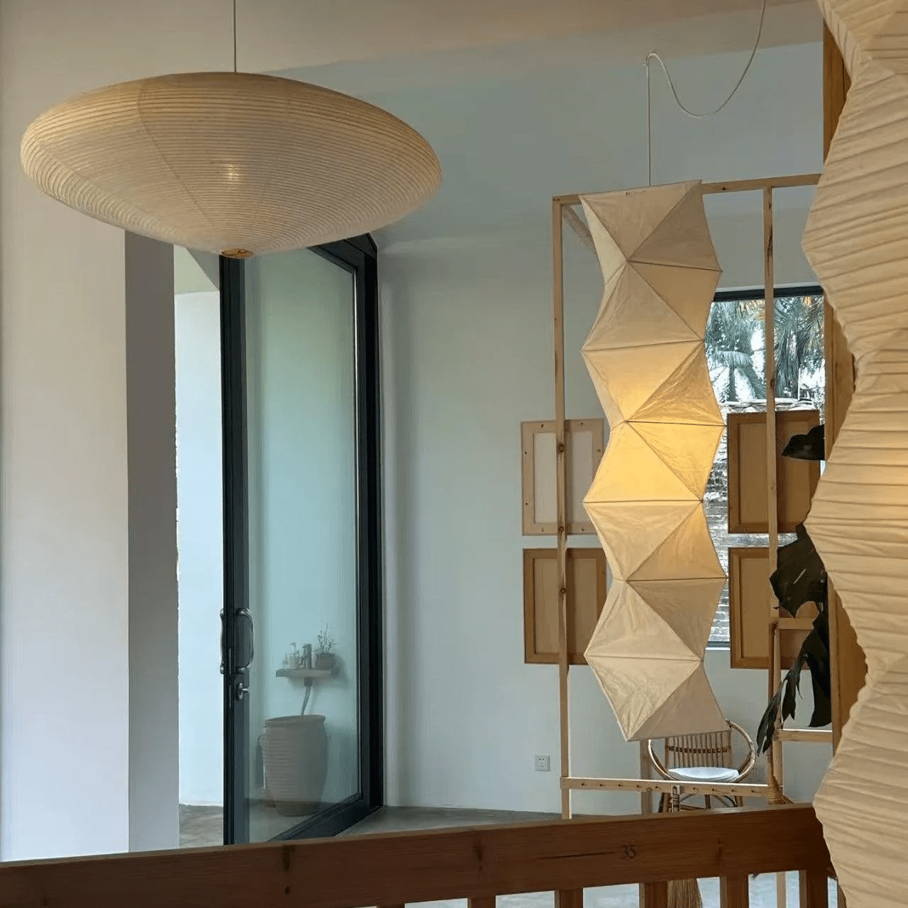 Washi Paper Pendant Lamp - Japanese-Inspired Light for Cozy Interiors