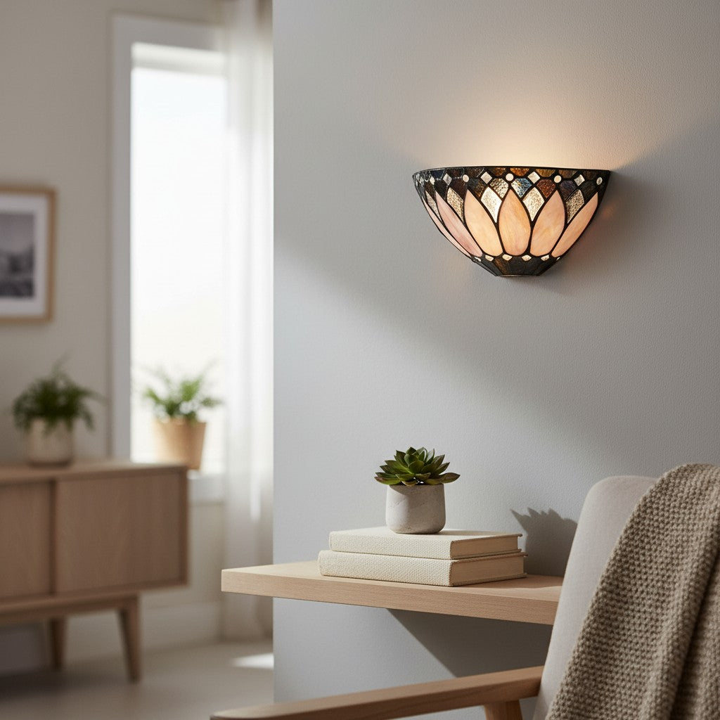 TF Brooklyn Elegant Wall Light - Art Deco Glass Wall Sconce for Living Room or Hallway