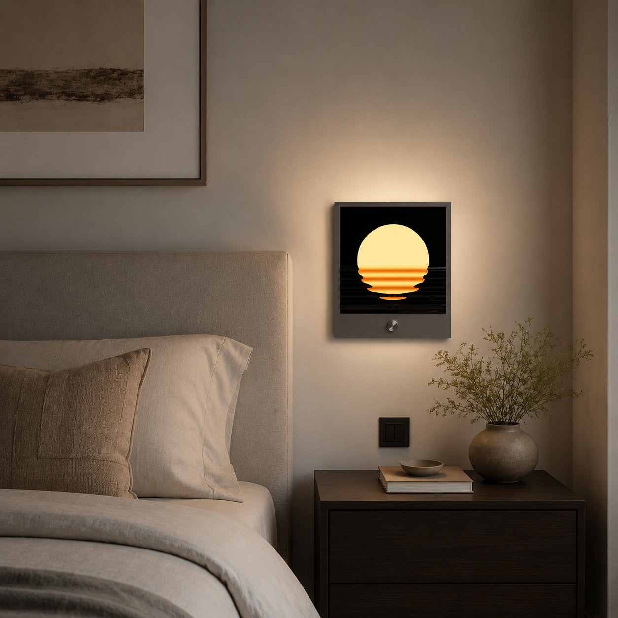Sunset Ripple Integrated LED Wall Light with Brushed Silver Frame