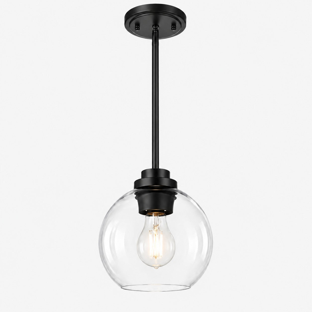 Modern Clear Glass Pendant Light for Kitchen Island and Foyer