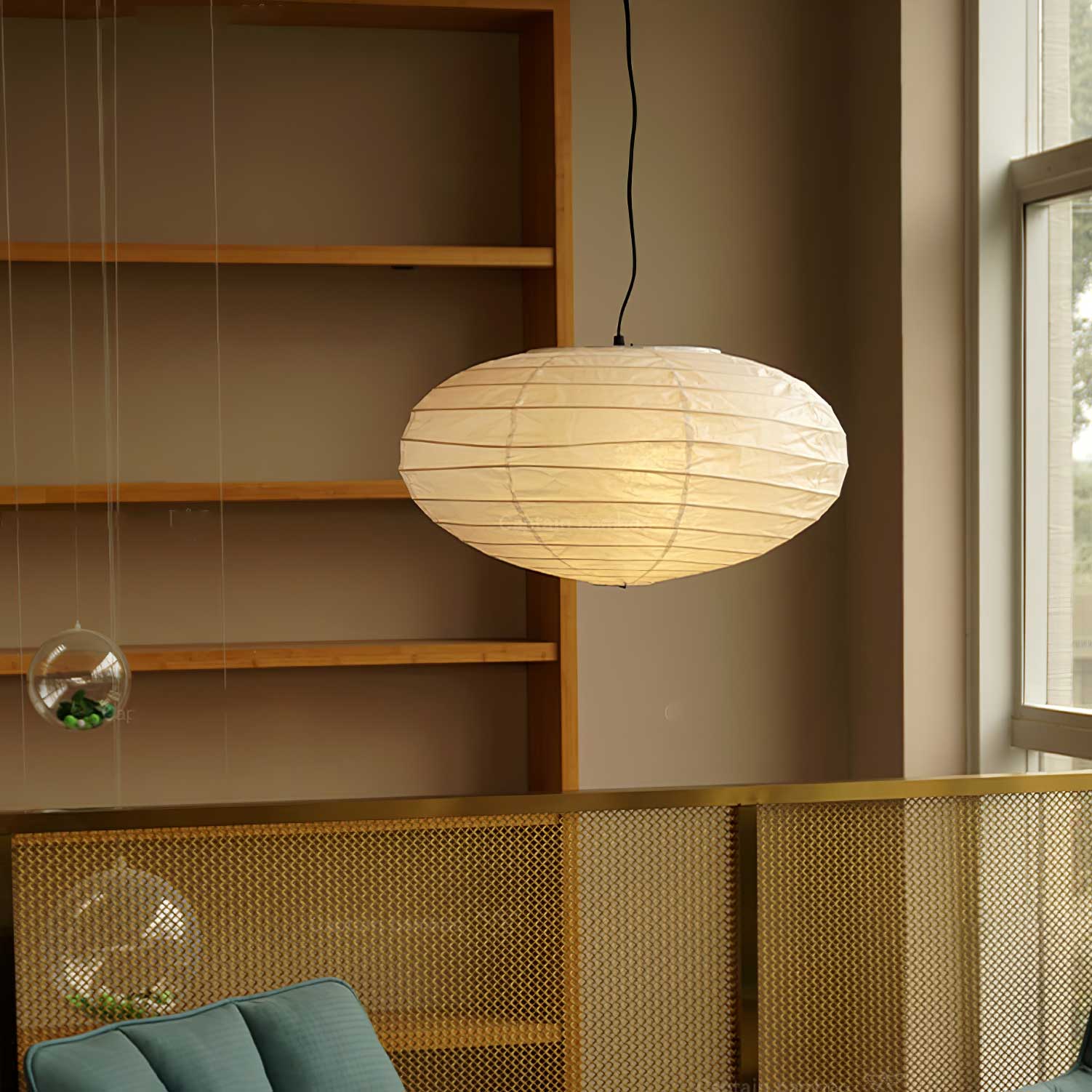 Washi Paper Pendant Lamp - Minimalist Japanese Light for Bedroom Decor