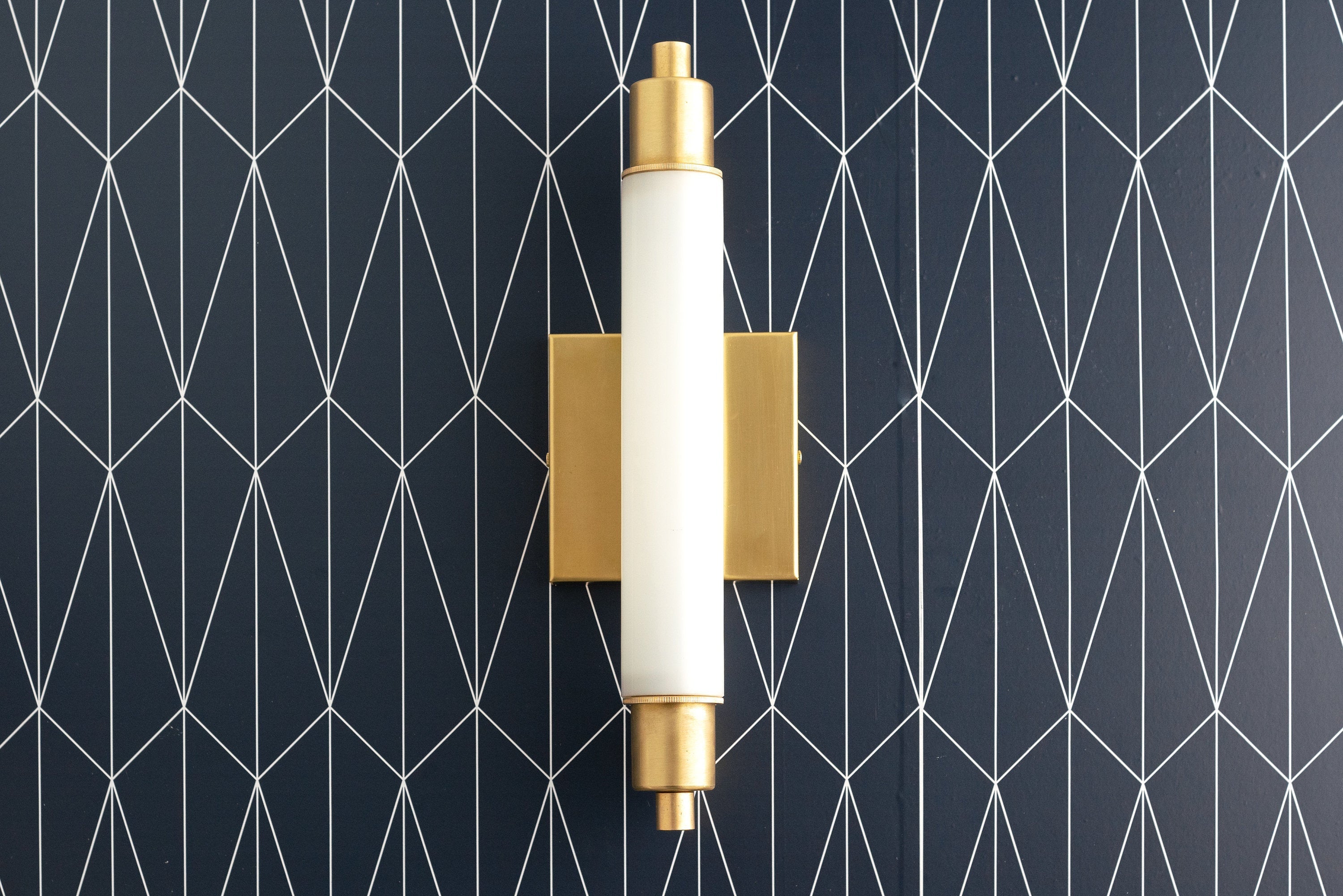 Ornato Luxe Modern Vanity Sconce - Art Deco Wall Light with Cylinder Shade
