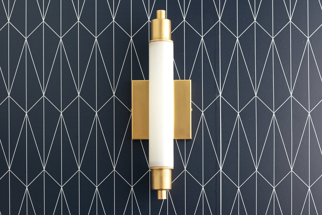 Ornato Luxe Modern Vanity Sconce - Art Deco Wall Light with Cylinder Shade