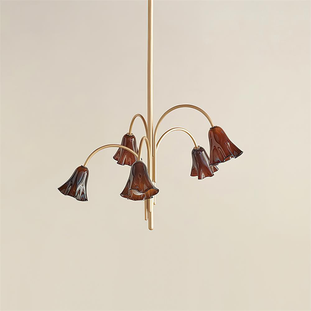 Bellina Moderner romantischer Kronleuchter – Botanisches Liliendesign mit Glasblumen