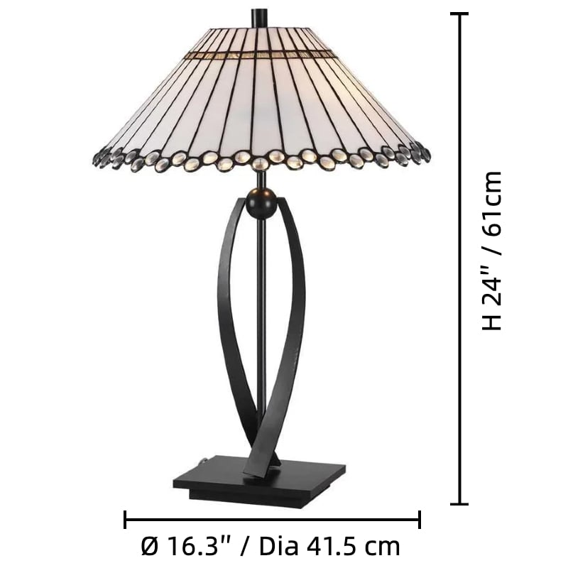 TF Allanton Tapered Table Lamp - Vintage Geometric Glass for Bedside and Study