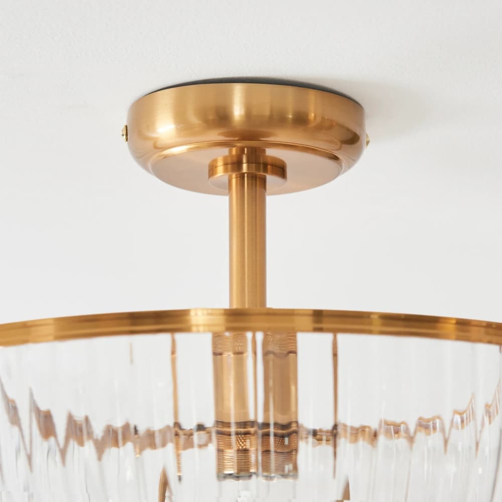 Luntra Ribbed Glass Uplighter Flush – Elegant Ceiling Light for Hallways and Bedrooms