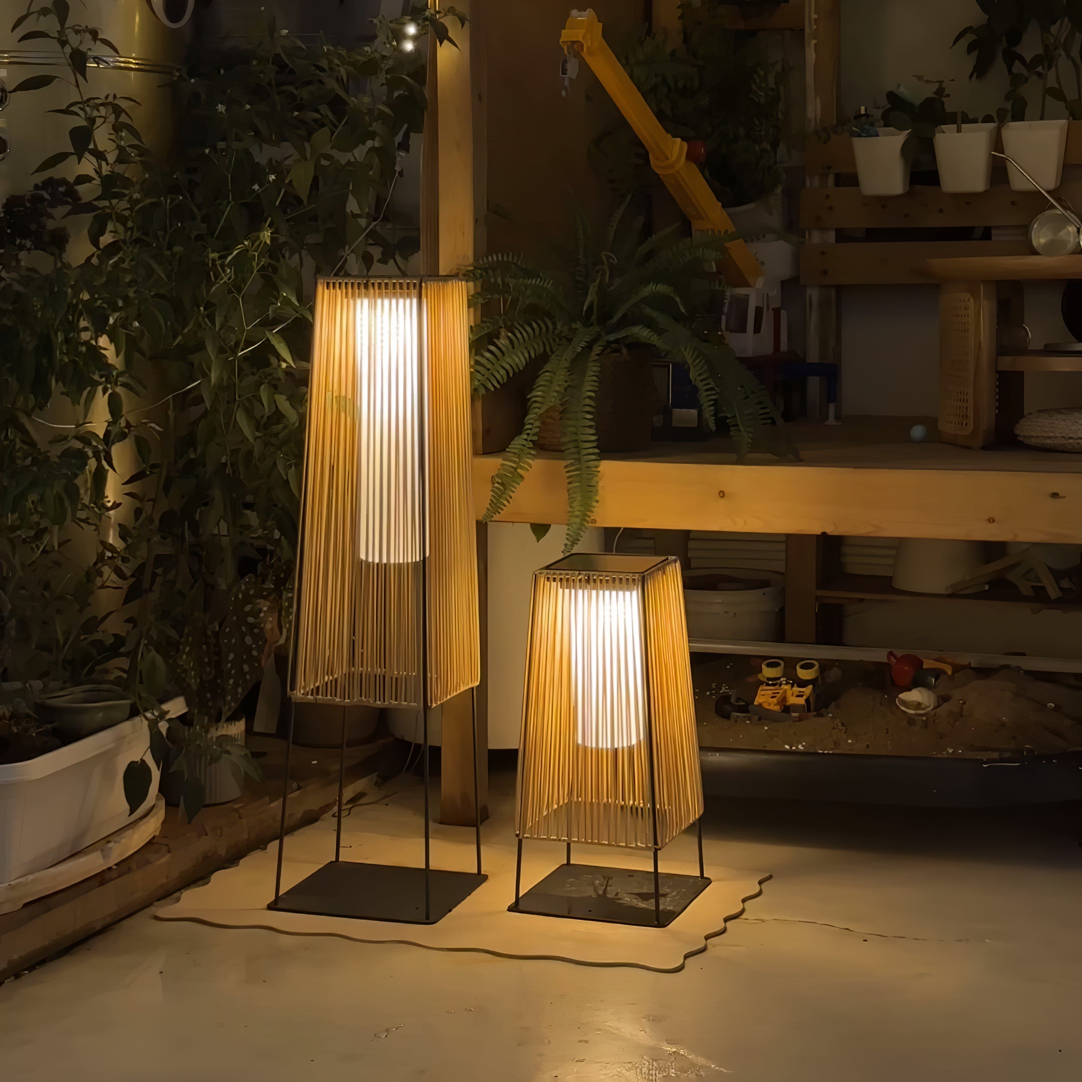 Plastic Rattan Outdoor Post Light - Solar Post Lamp Ideal