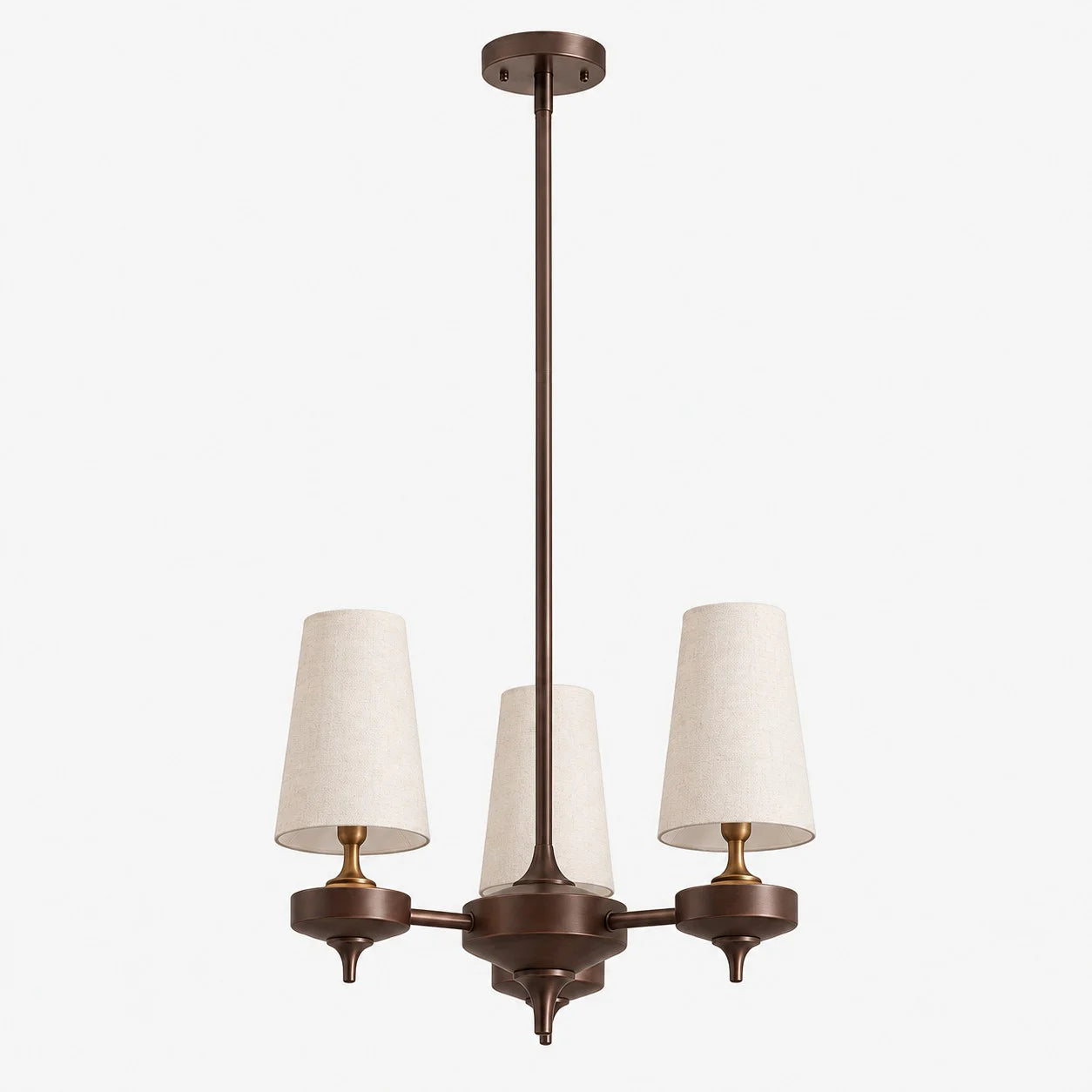 3-light Hour Rho chandelier with white velvet shades