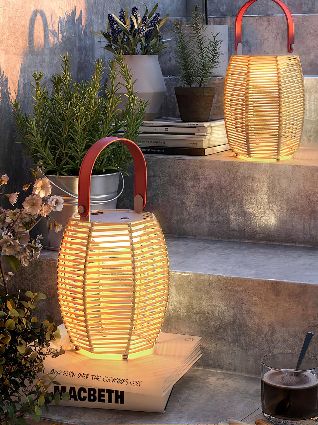 Lantern Built-in Battery Table Lamp - Portable Lamp for Bedroom