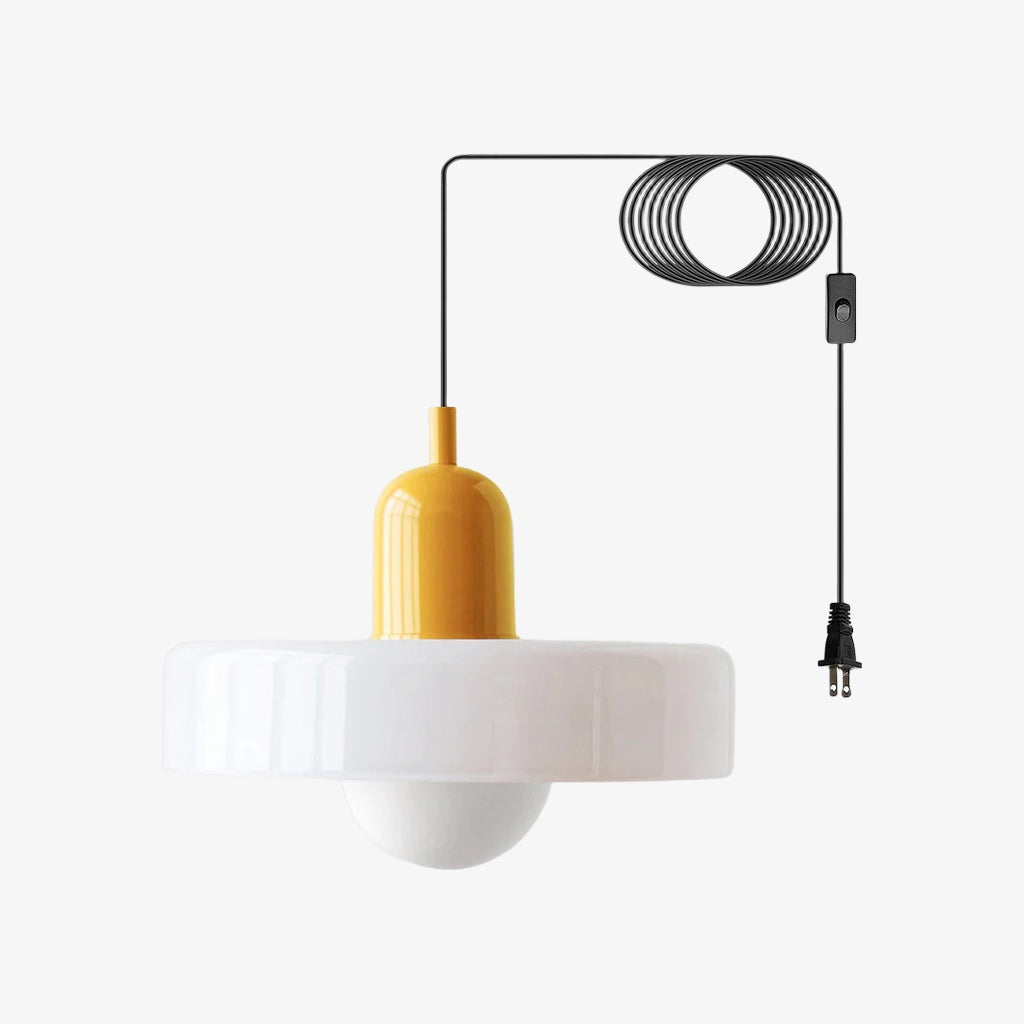 Bunte Bauhaus-Glaspendelleuchte mit Stecker