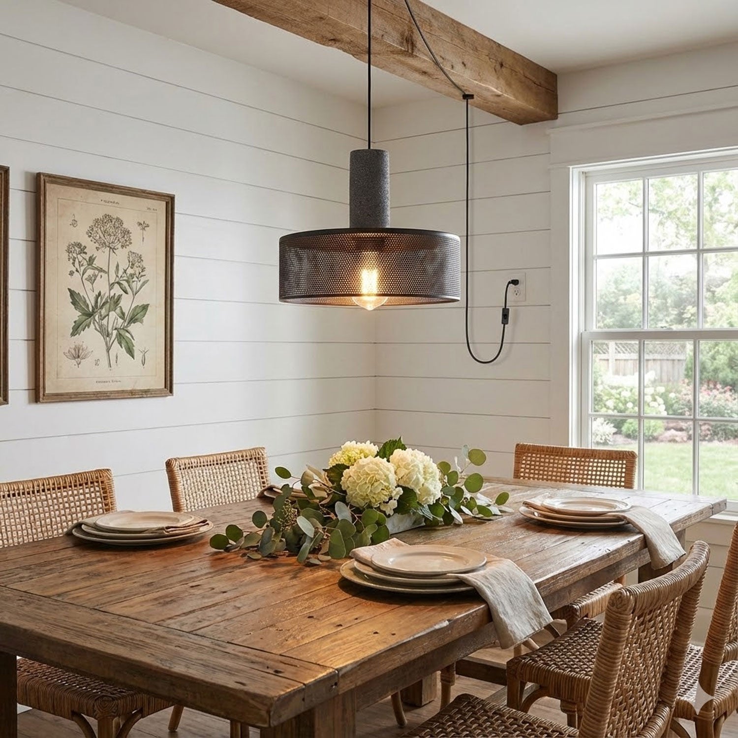 Perforated Iron Plug-In Pendant Light