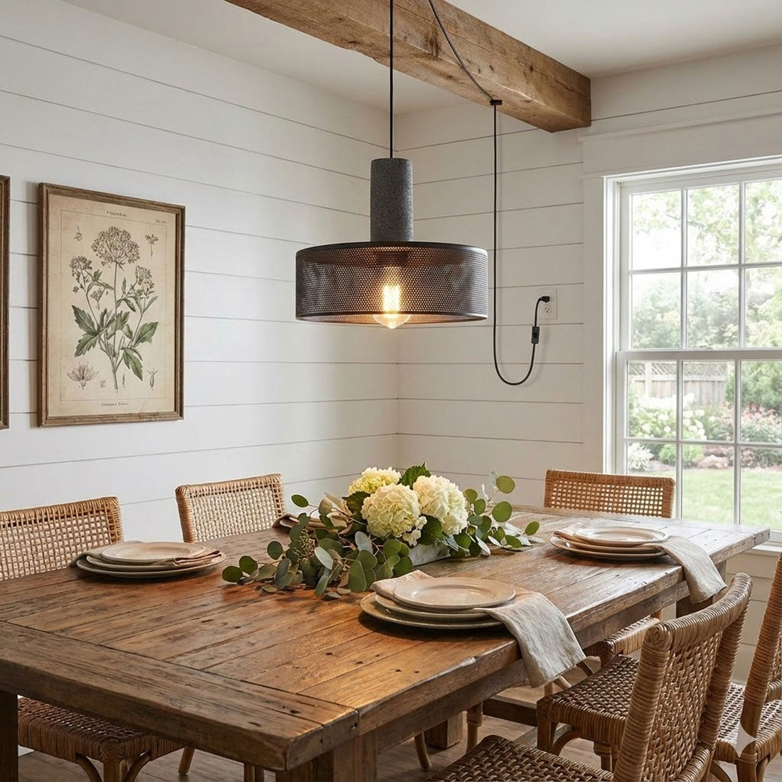 Perforated Iron Plug-In Pendant Light