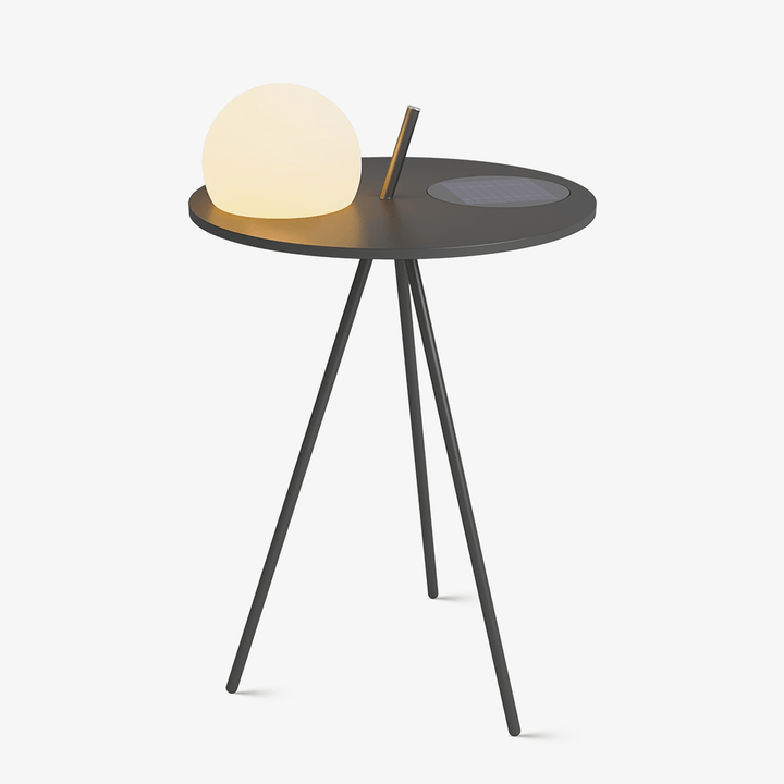 Stativ-Außenlampe – Solar-Ambientelicht und Beistelltisch für die Terrasse