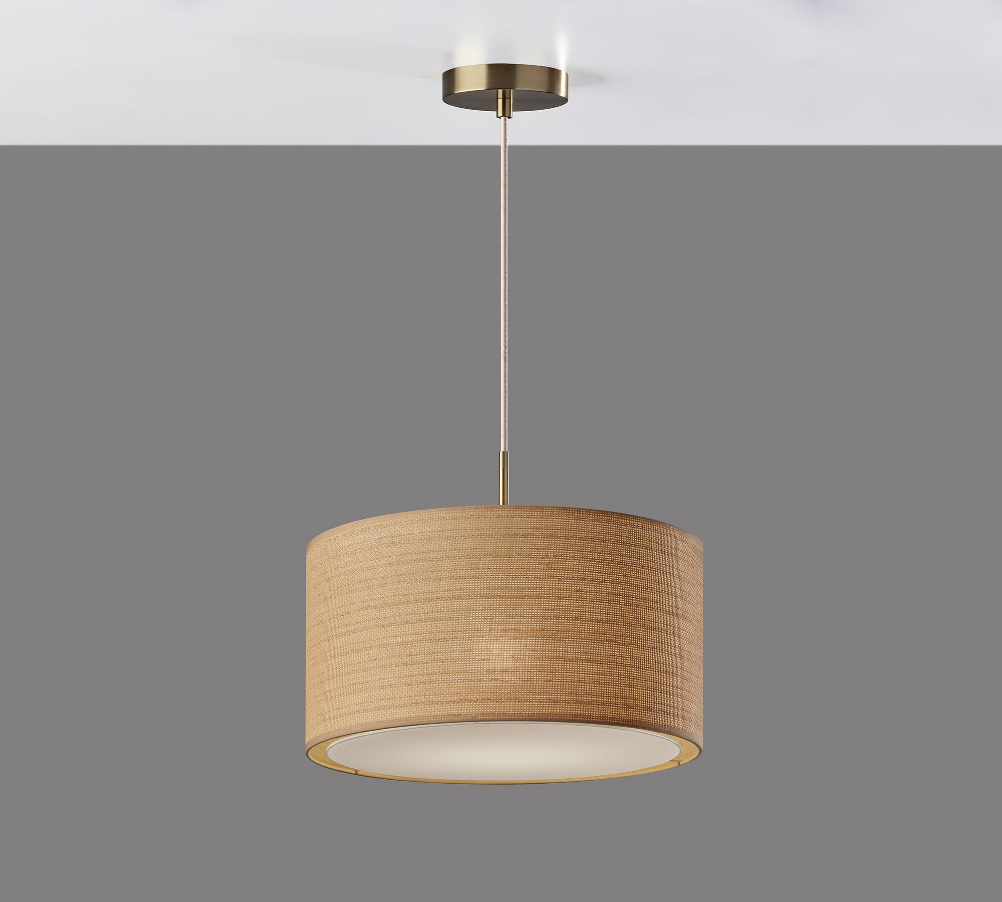 Dumora Fabric Drum Shade Pendant Light - Linen Design Hanging Light