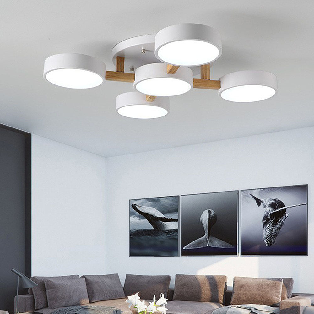 LED Ceiling Light – Modern Iron Wood Fixture for Bedroom Ambiance
