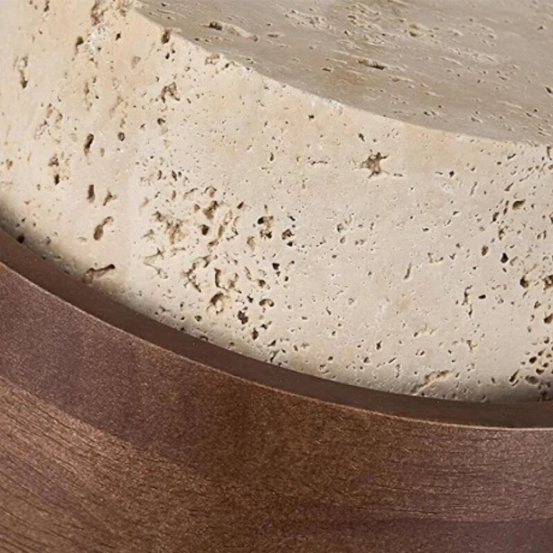 Stonel Contemporary Travertine Cylinder Pendant Lamp with Wood Frame U14