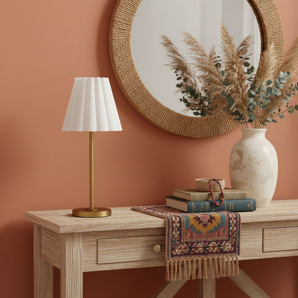 Ruffmeto Schlanke Tischleuchte im Übergangsstil – Skulpturale Schirmbeleuchtung für Wohnzimmer oder Schlafzimmer