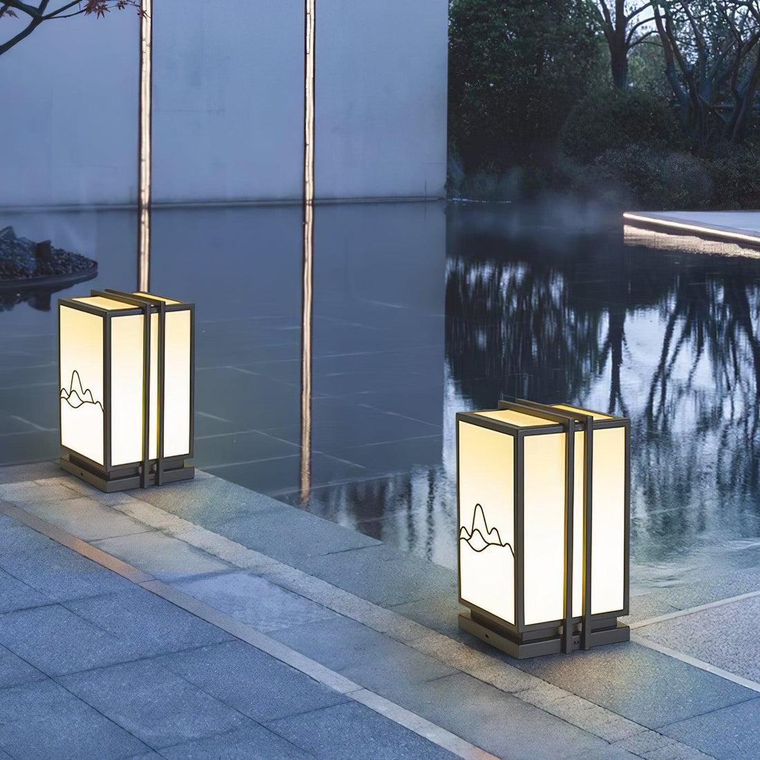 Mountain Outdoor Post Light - Stainless Steel Acrylic Minimalist Lamp