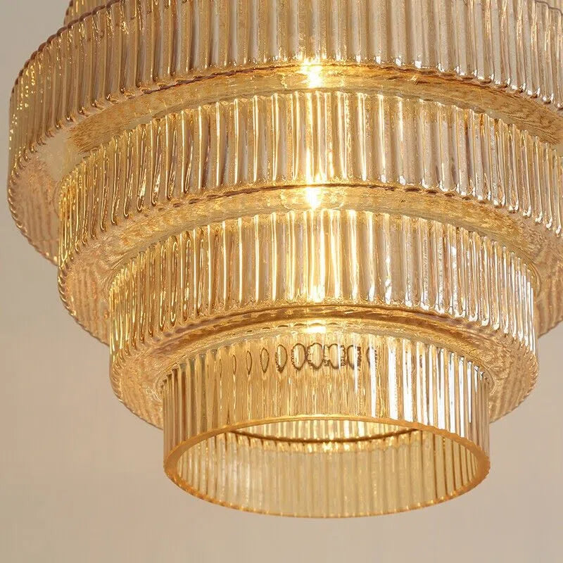 Bottis Vertical Stripe Bottle Pendant - Modern Vintage Glass Pendant Lamp for Lounge