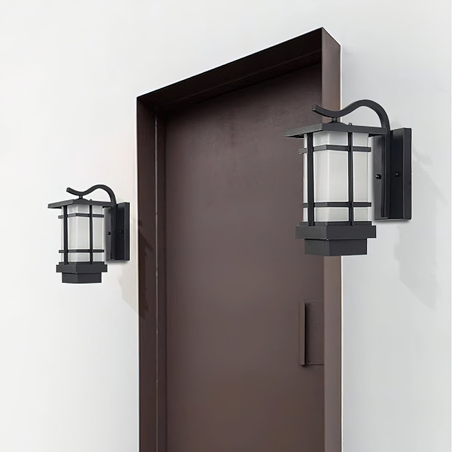 Lantern Wall Lamp - Frosted Outdoor Light for Porch & Patio