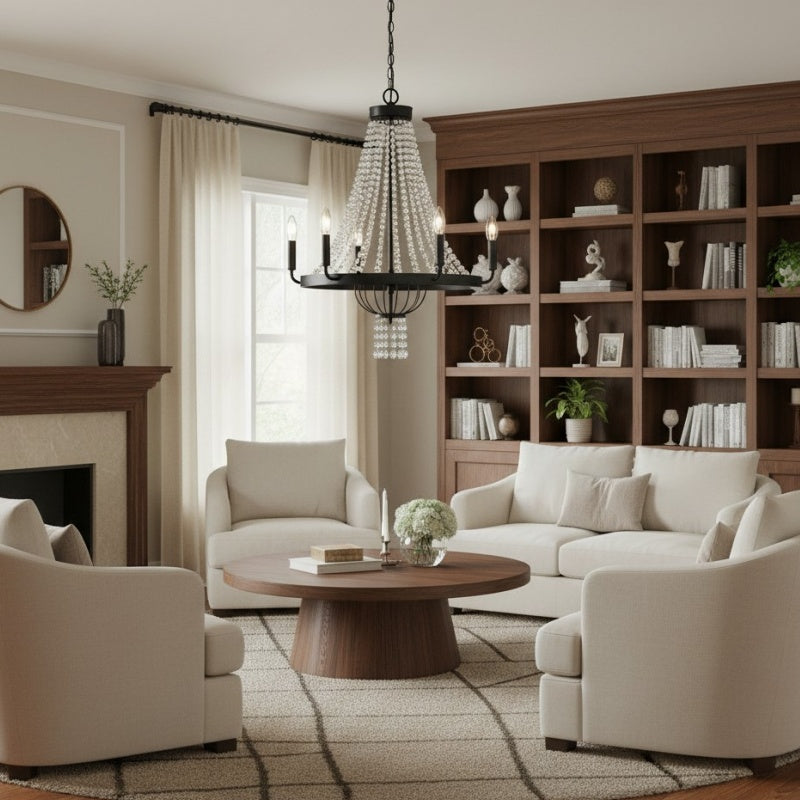 Crystallis Modern Metal Structure Crystal Chandelier - Luxury Lighting for Living Room