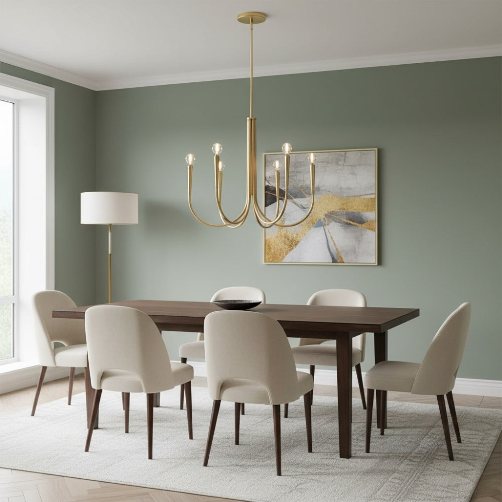 Borvia Metal Swoop Arm Chandelier - Modern Arc Lamp for Living Room