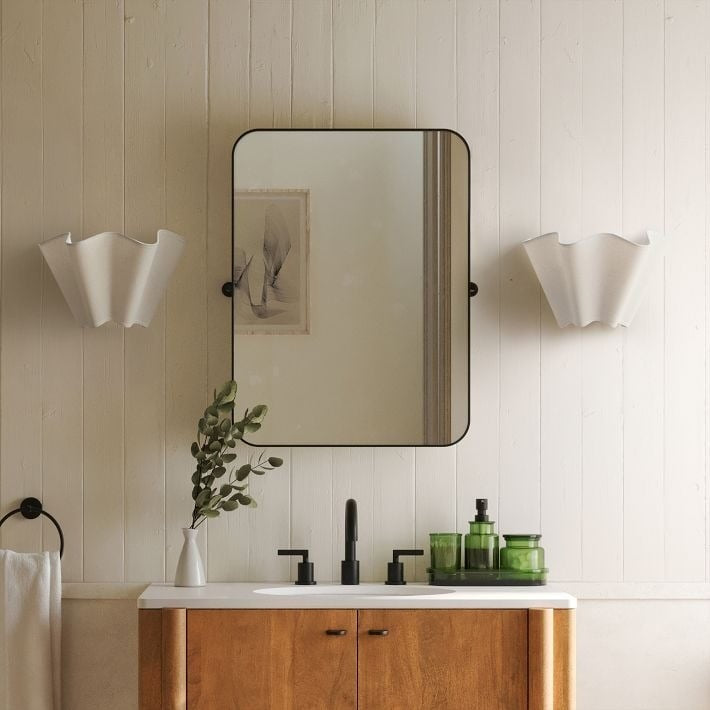Oslan Modern Plug-In Sconce - Scalloped Ivory Linen Shade Wall Lamp