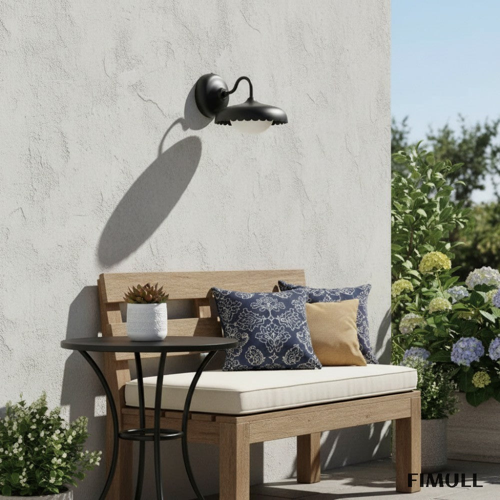 Rayla Metal Outdoor Wall Sconce - Modern Scallop Edge Light for Patio