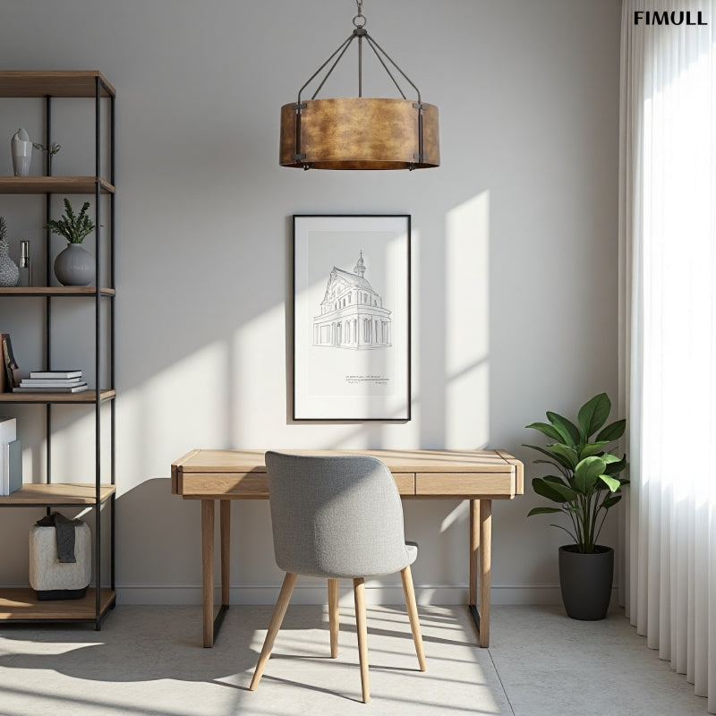 Drum Retro Industrial Hollow Design Pendant Light