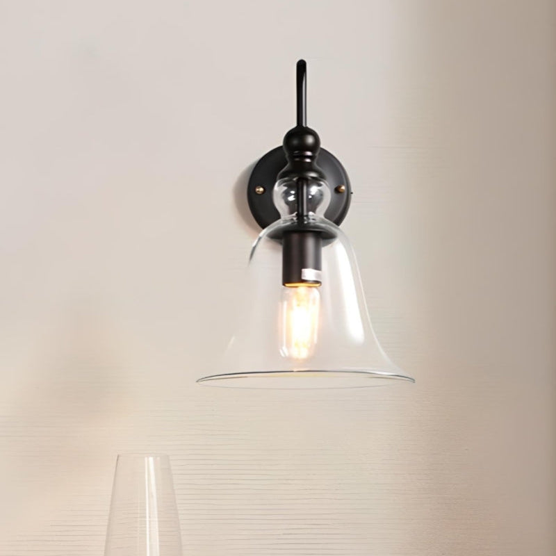 Industrielle Glockenform aus Klarglas Wandleuchte