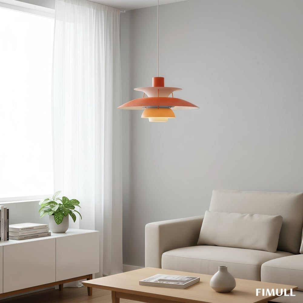 Layered Shade Pendant Light - Minimalist Metal Fixture for Dining Room