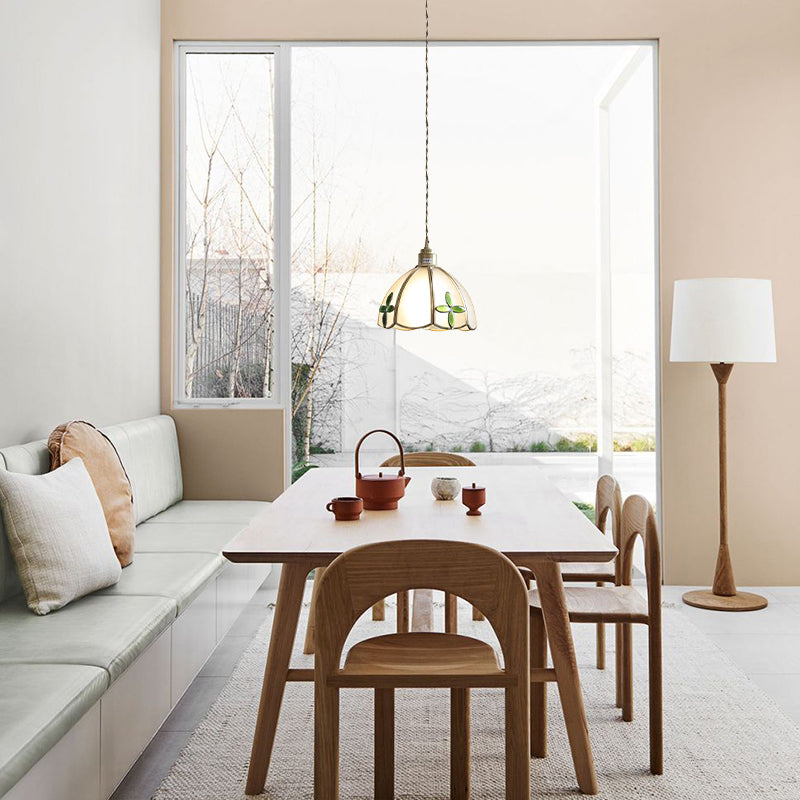 Rustic Creative Brass Glass Pendant Lamp with Exquisite Clovers For Restaurant