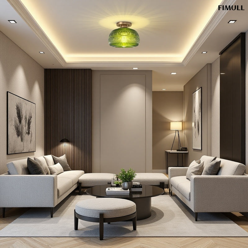 Textured Floral Glass Flush Mount Classic Ceiling Light