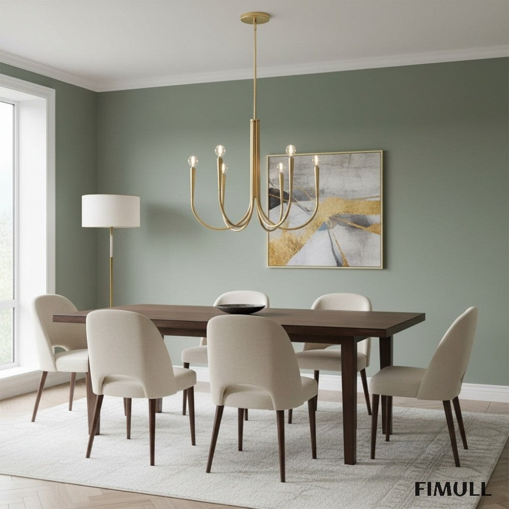 Borvia Metal Swoop Arm Chandelier - Modern Arc Lamp for Living Room