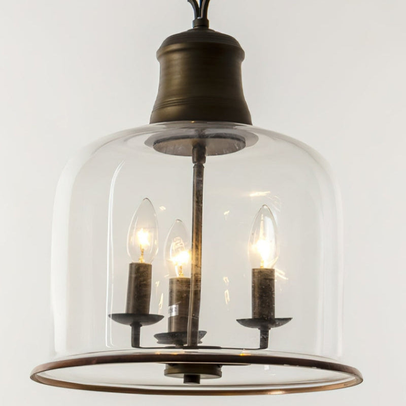 Retro Glass Bell Transparent Pendant Light