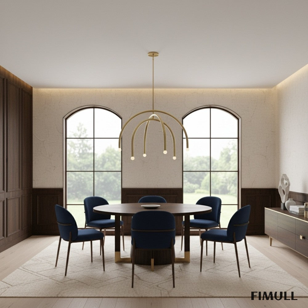 Borvia Rotatable Arm Chandelier - Modern Arc Metal Lamp for Living Room