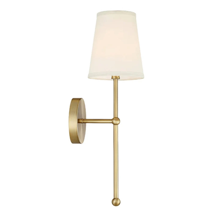 Nordic Brass Fabric Wall Lamp - Rustic Sconce Light for Bedroom Decor