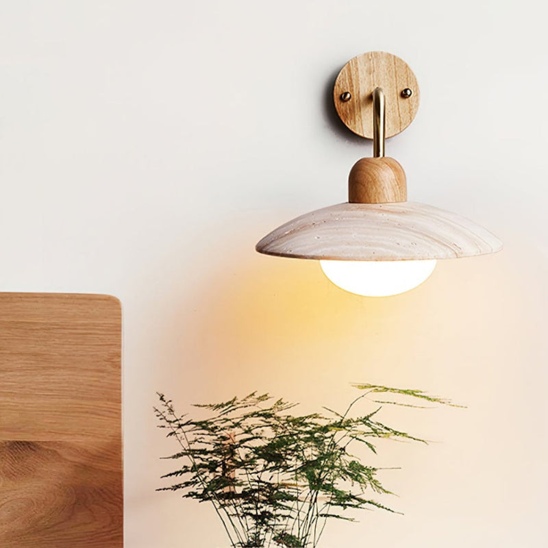 Minimalistische Travertin-Steinscheibe Wandleuchte