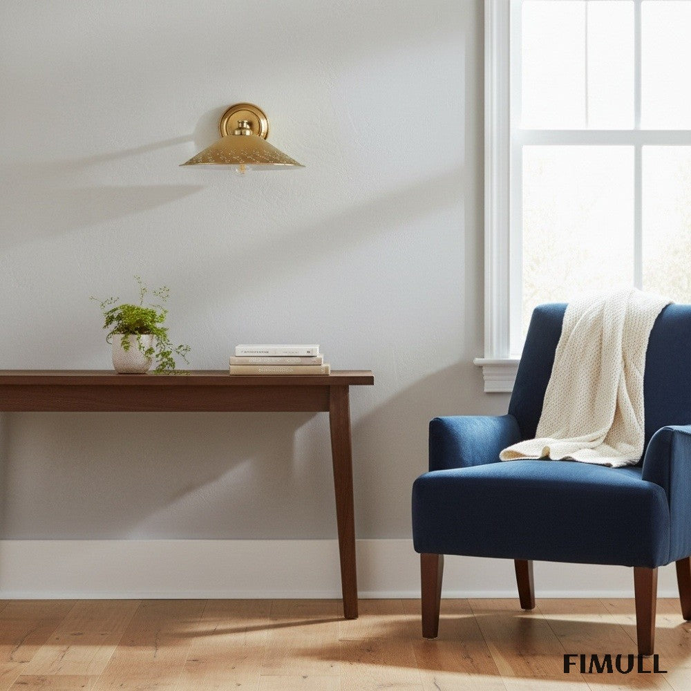 Auriglow Brass Wall Sconce - Perforated Modern Wall Light for Hallway