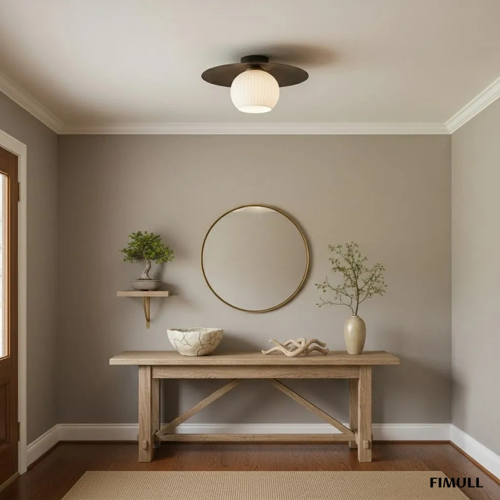 Domebora Striped Glass Orb Ceiling Light - Vintage Dome Design for Hallway