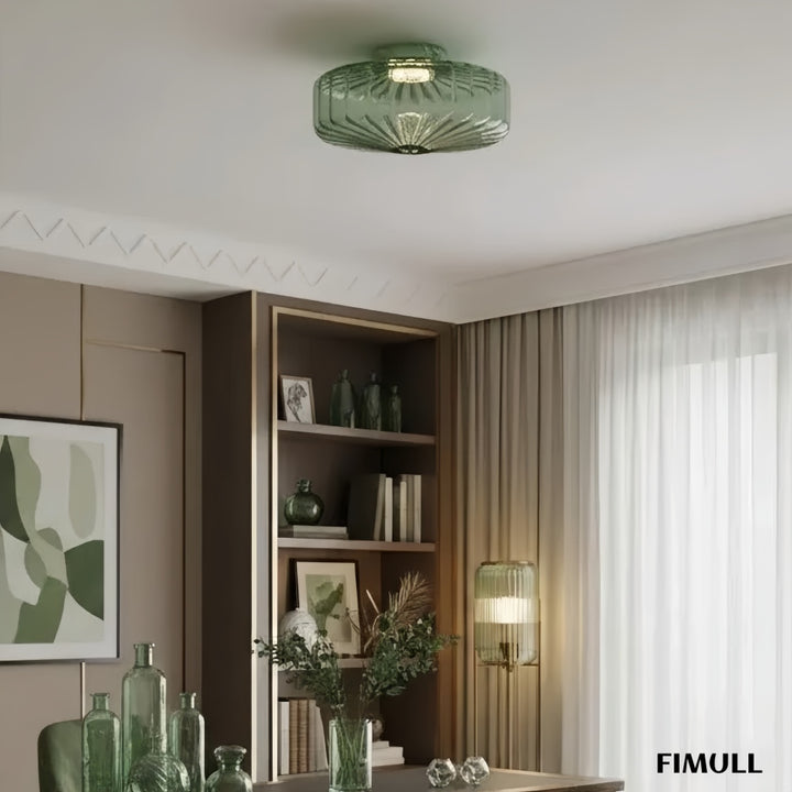 Ripplara Vintage Textured Water Ripple Glass Flush Mount Ceiling Light for Living Room