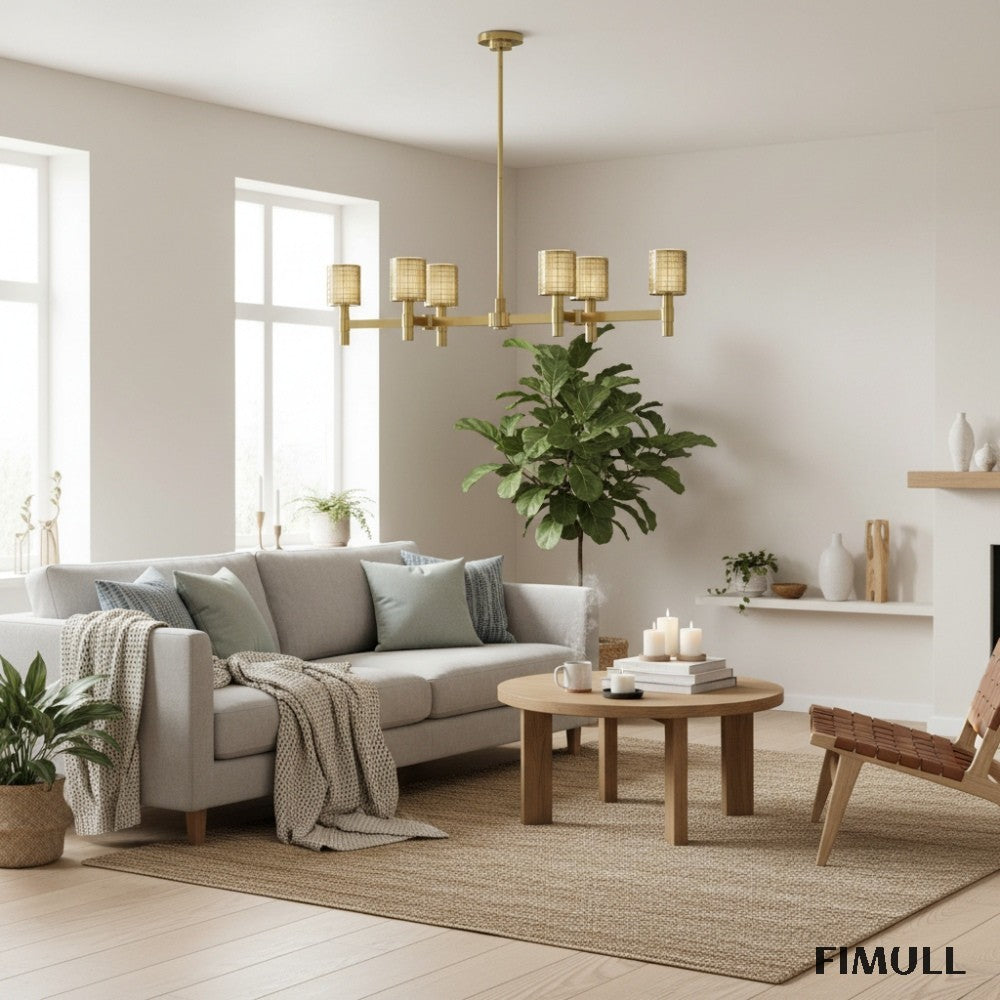 Galvia Adjustable Metal Chandelier  - 6-Light Champagne Bronze Design