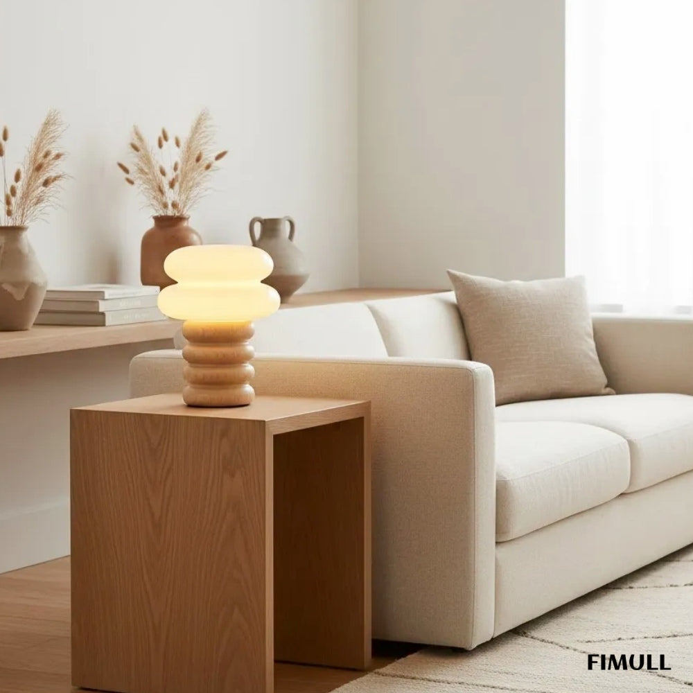 Auralume Refined Sculptural Round Disc Table Lamp for Nightstands