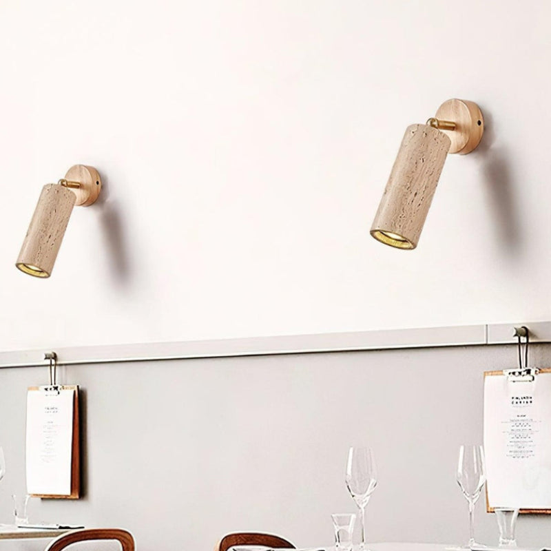 Adjustable Travertine Cylindrical Tube Wall Lamp