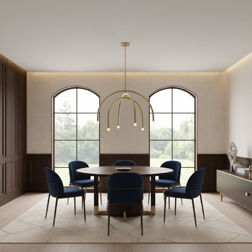 Borvia Rotatable Arm Chandelier - Modern Arc Metal Lamp for Living Room