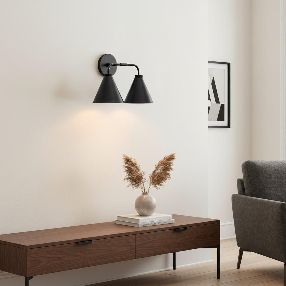 Korvi Metal Cone Wall Lamp - Classic Multi-Head Tapered Wall Sconce
