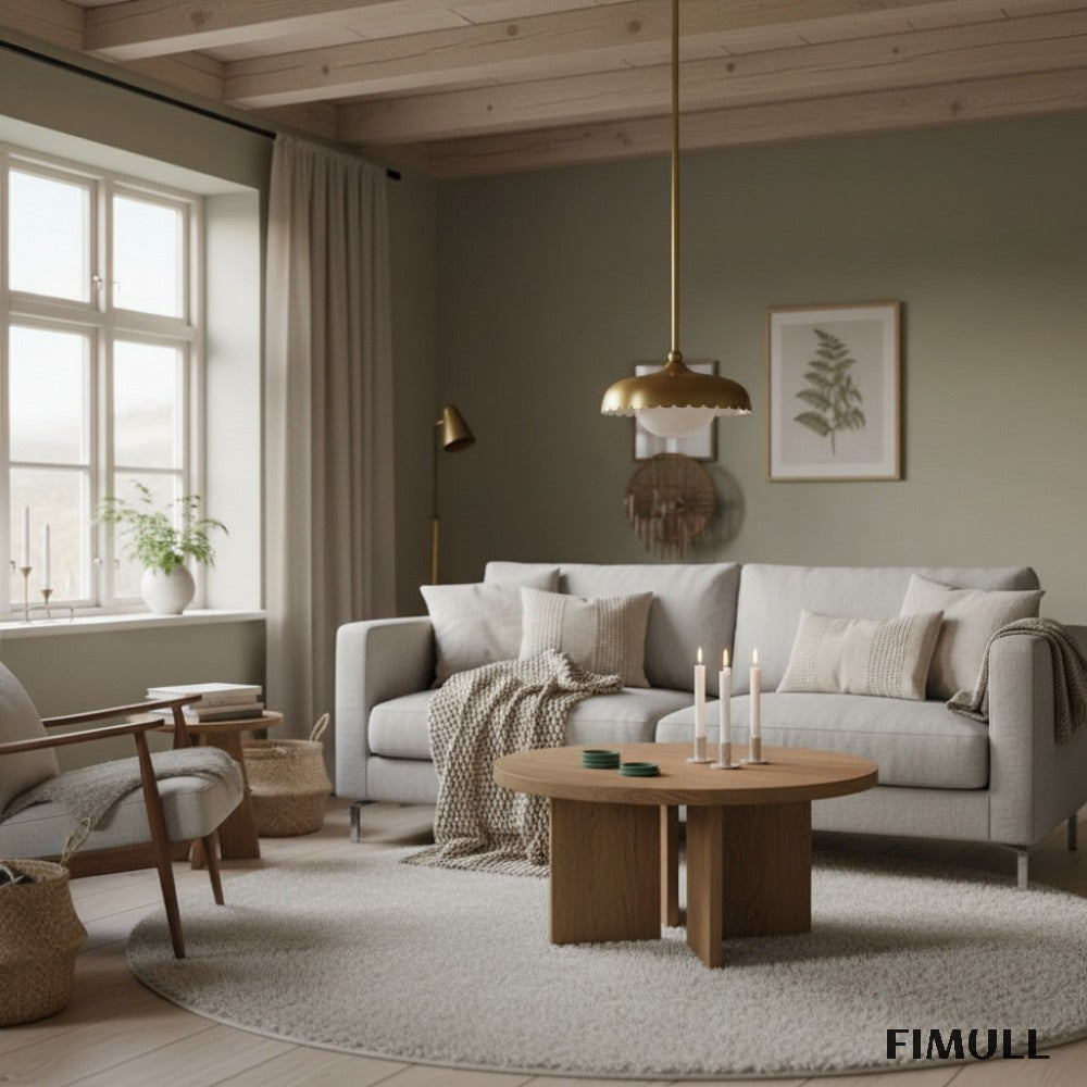 Rayla Brass Finish Pendant Lamp - Scallop Retro Glass Lamp for Kitchen