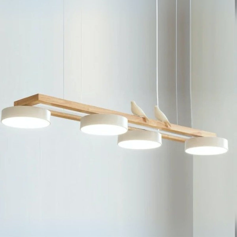 Nordic Nature Bird 4-Light Wood Pendant Light