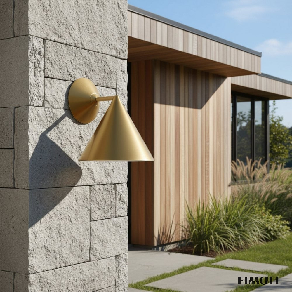 Brivana Metal Outdoor Wall Light - Modern Cone Sconce for Hallway