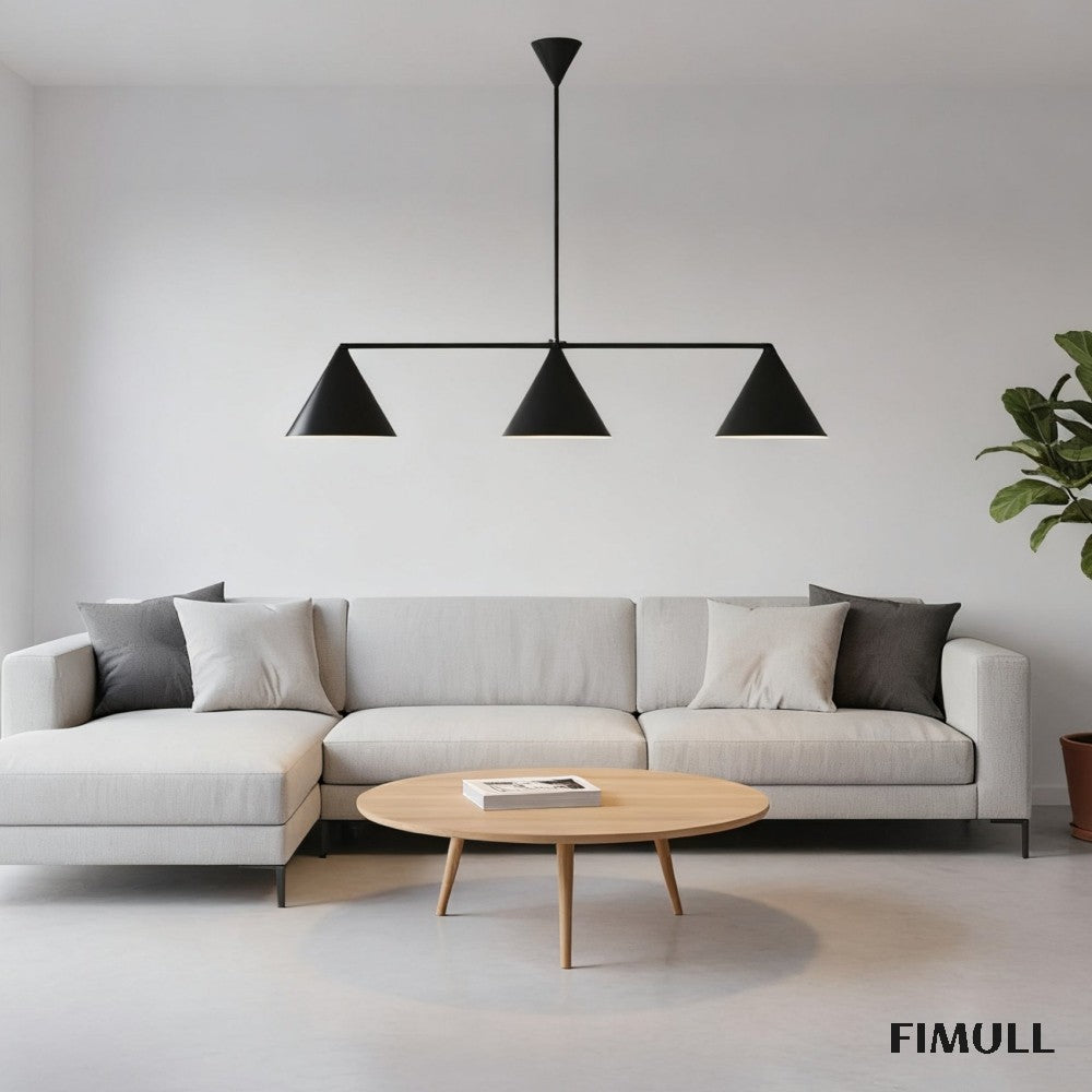 Brivana Modern Metal Chandelier - Black Cone Pendant Lamp for Office